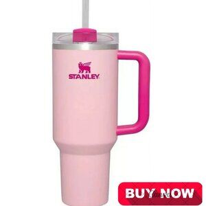 New Stanley Quencher H2.0 Tumbler Straw Cup 40oz Flamingo NWT IN HAND!